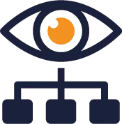 Icon of an eye with a site tree diagram below it